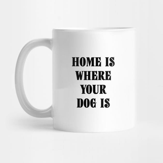 Home Is Where Your Dog Is Black Typography by DailyQuote